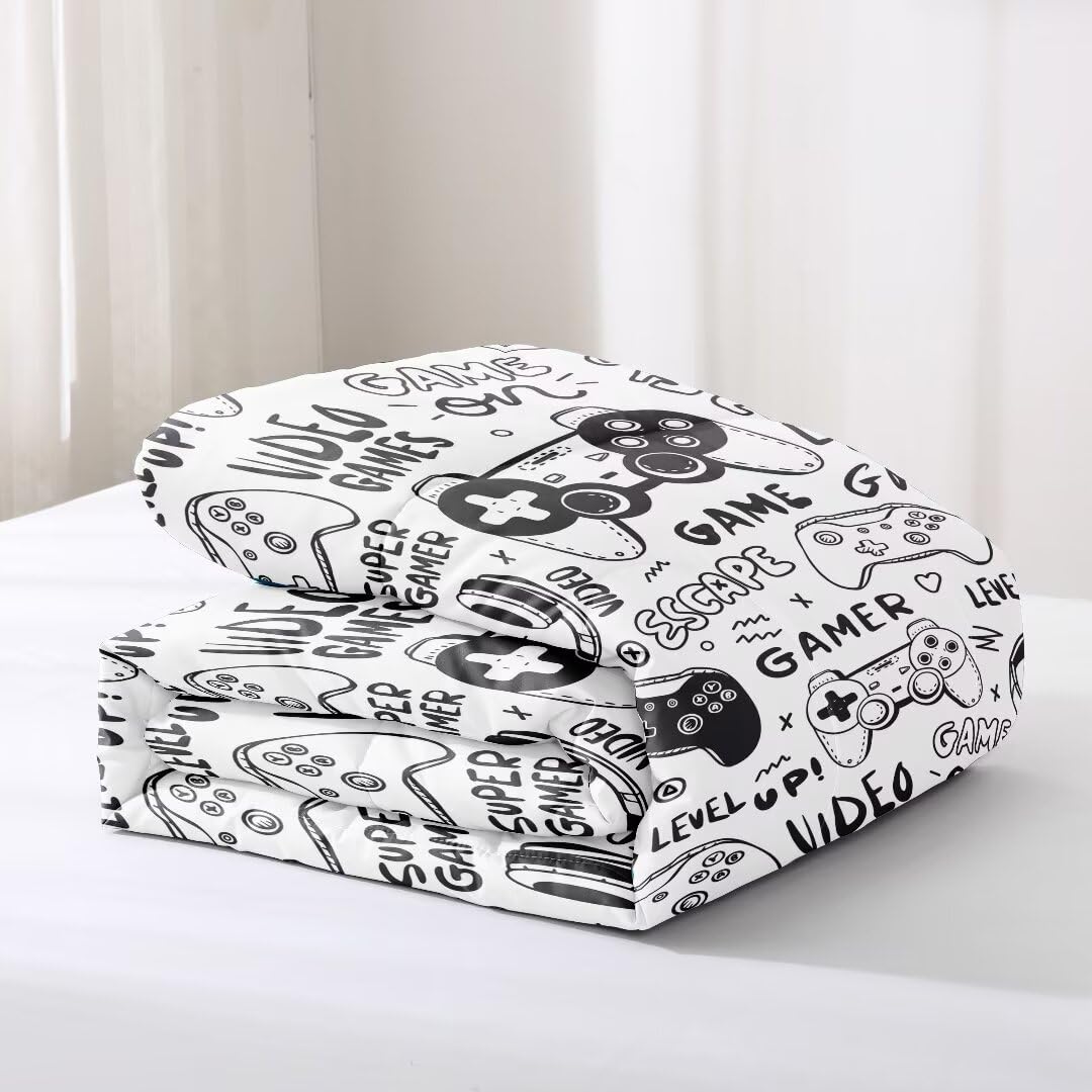 GRAT TIOC Gaming Comforter for Boys Teens,Game Bedding Sets Twin,Kids Gamer Comforter Set,Video Game Bedroom Bed Set Controller Duvet All Season 3 Piece