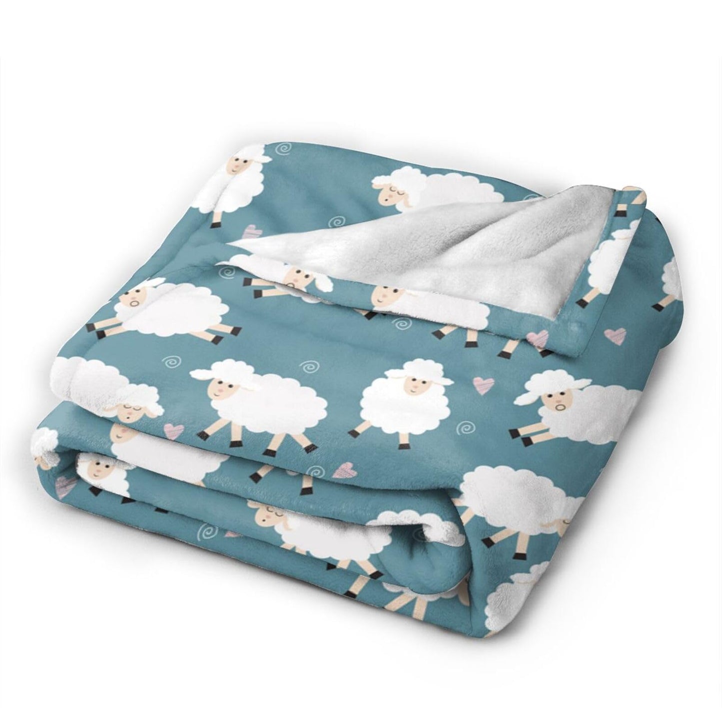 Gbuzozie Cute Sheep Blue Background Fleece Blanket Lightweight Ultra-Soft Throw Blanket for Sofa Couch Bed Camping Travel - Super Soft Cozy Microfiber Blanket 60"X50"