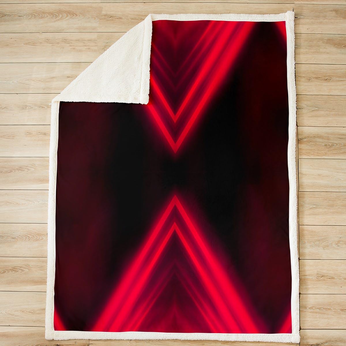 Feelyou Abstract Ombre Fleece Throw Blanket Throw 50"x60" Kids Red and Black Plush Blanket for Bed Sofa Couch Boys Girls Teens Modern Fashion Triangle Sherpa Blanket Geometric Striped Fuzzy Blanket