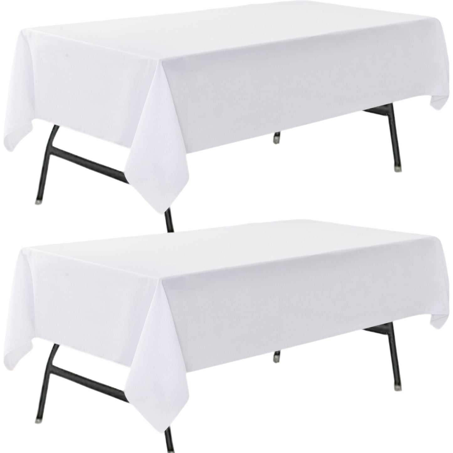 ZarzaaSik 2-Pack 60x102 inch White Table Cloths, Solid Stain and Wrinkle Resistant Oblong Tablecloth, Premium Plain Weave Polyester Fabric Rectangle Table Linen Covers for Hotel, Wedding