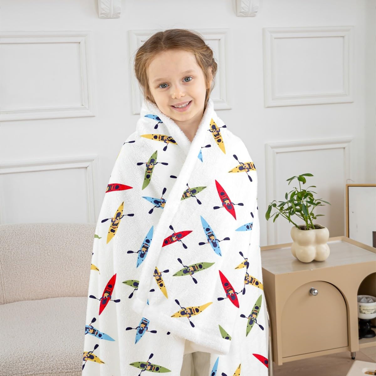 Feelyou Yacht Plush Blanket Colorful Yacht Fleece Throw Blanket for Kids Boys Girls Sports Theme Sherpa Blanket Kayak Fuzzy Blanket for Sofa Bed Couch,40x50 Inches