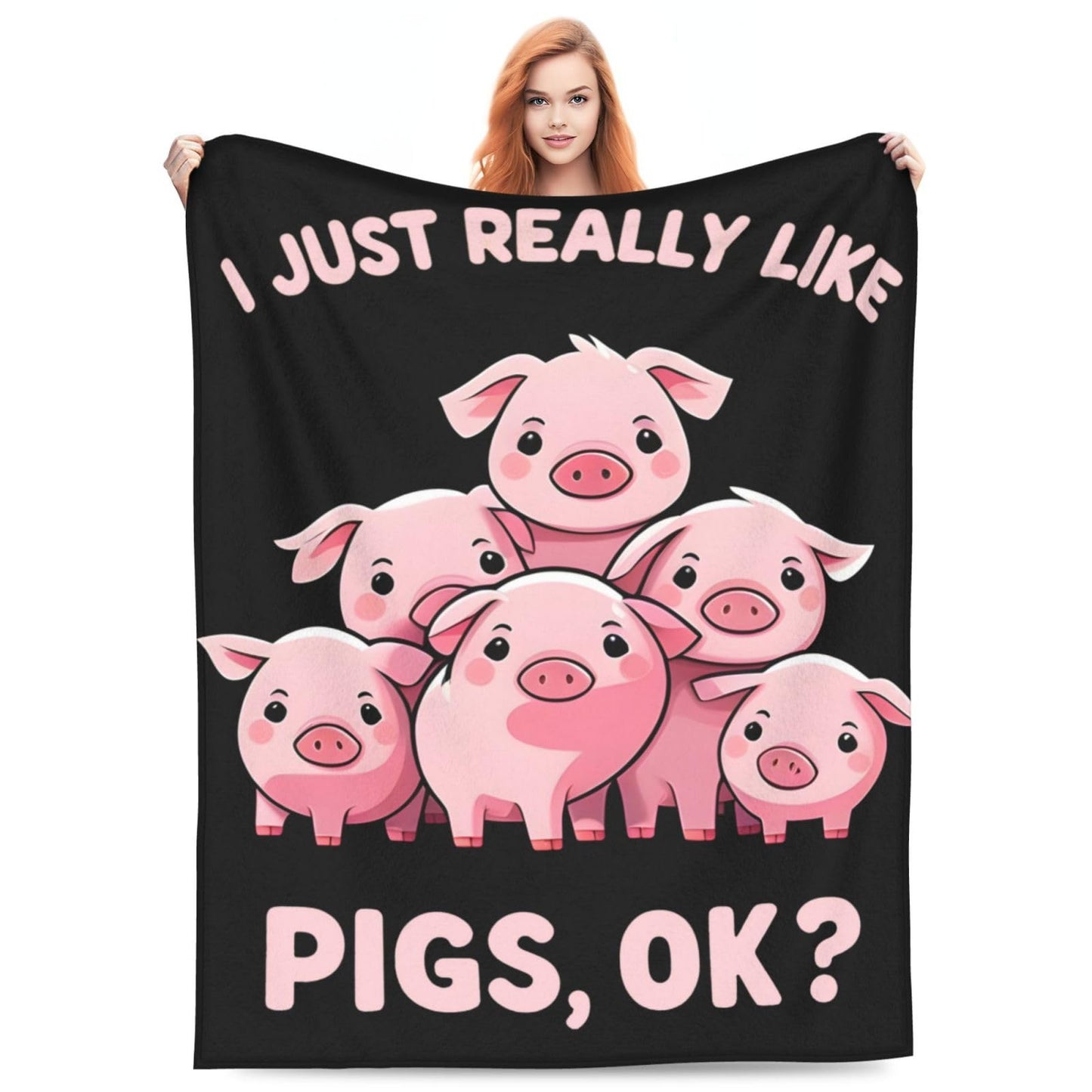 amepay Cute Pink Pigs Blanket Gifts for Adults Kids Cartoon Piggy Piglet Flannel Throw Blankets Soft Comfy Lightweight for Home Decor Couch Bed Sofa 60x50 Inches