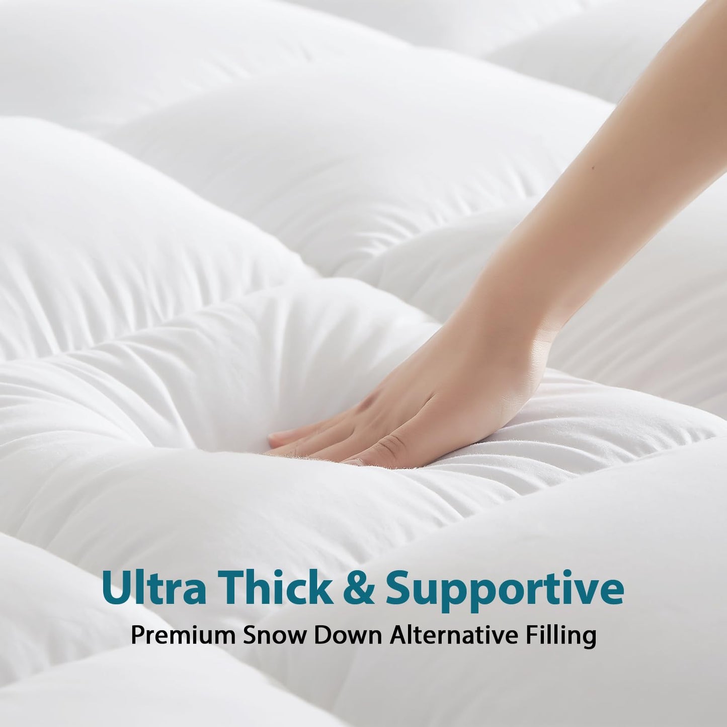 CYMULA Queen Mattress Topper for Back Pain - Extra Thick Cooling Mattress Pad Cover for Queen Size Bed - Soft Mattress Protector Pillow Top with 8-21 Inch Deep Pocket 3D Snow Down Alternative Fill