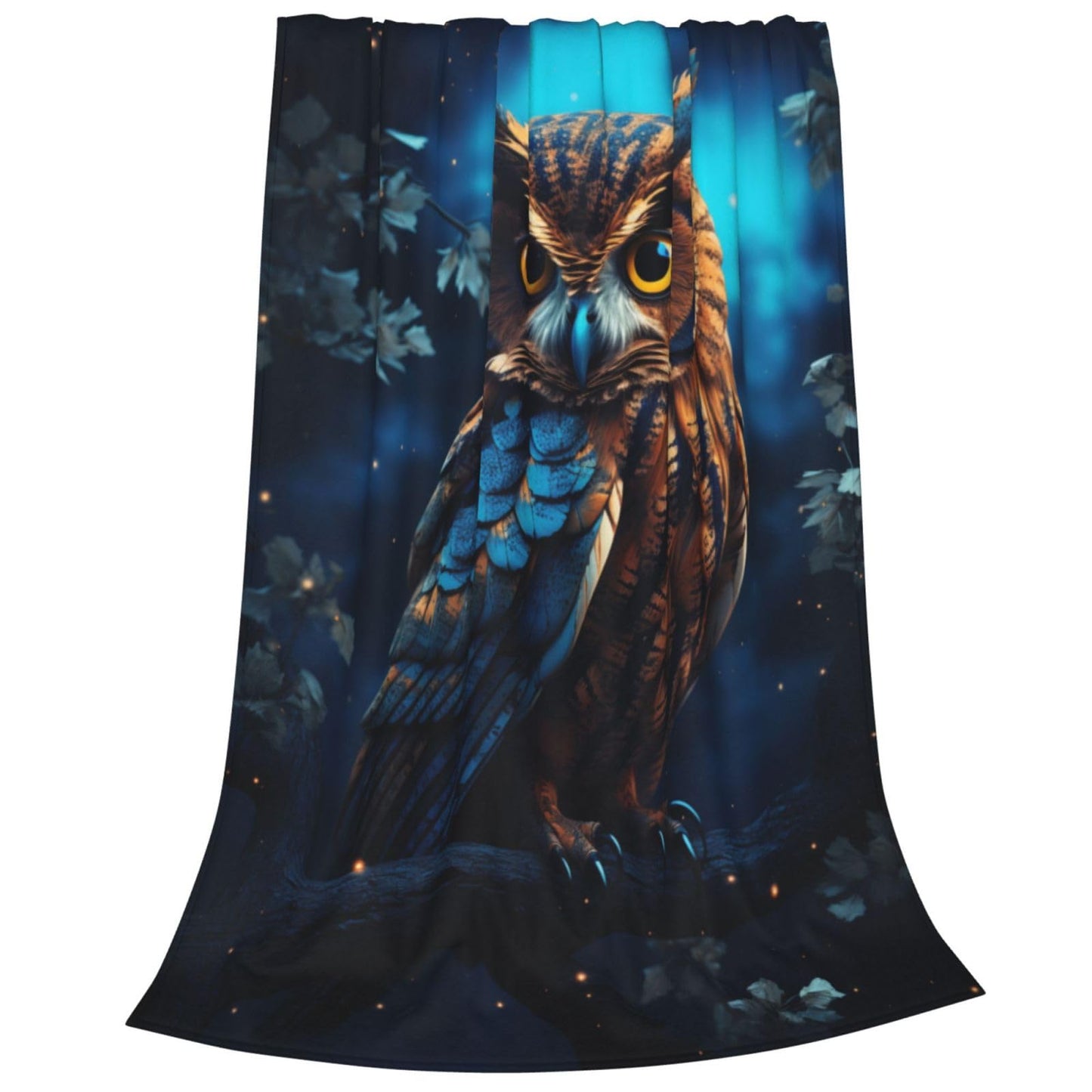 amepay Cute Owl Blanket for Adults Kids Gifts for Owl Lovers Blue Flannel Throw Blankets Soft Comfy Lightweight for Home Decor Couch Bed Sofa 60x50 Inches