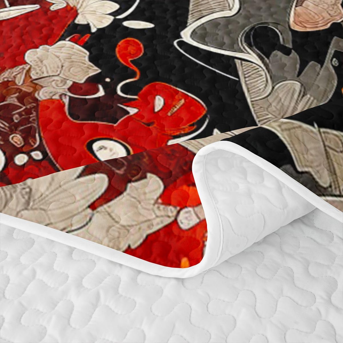 Erosebridal Japan Geisha Quilt Twin Size - Japanese Koi Fish Bedspread Traditional Asian Girls Bed Coverlet with 1 Pillowcase