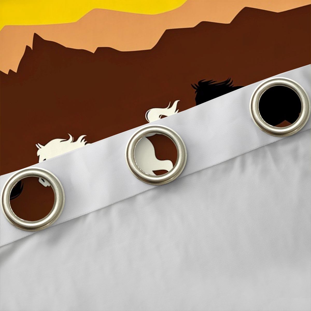 Feelyou Horse Curtains for Bedroom Living Room Galloping Horse Blackout Darkening Drapes Cute Animal Decor Window Treatments, 2 Panels 38 x 54 Inch Kawaii Room Decor Yellow Brown Black