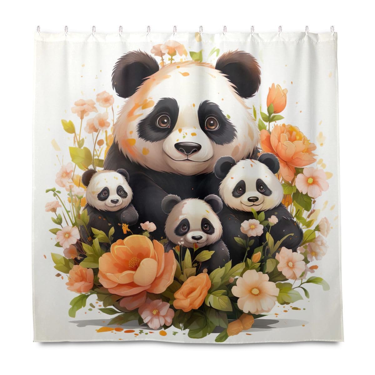 UMIRIKO Cute Panda Animal Shower Curtain Sets, Washable Bathroom Shower Curtain with 12 Hooks for Women Men 72x72 Inch 202a5764