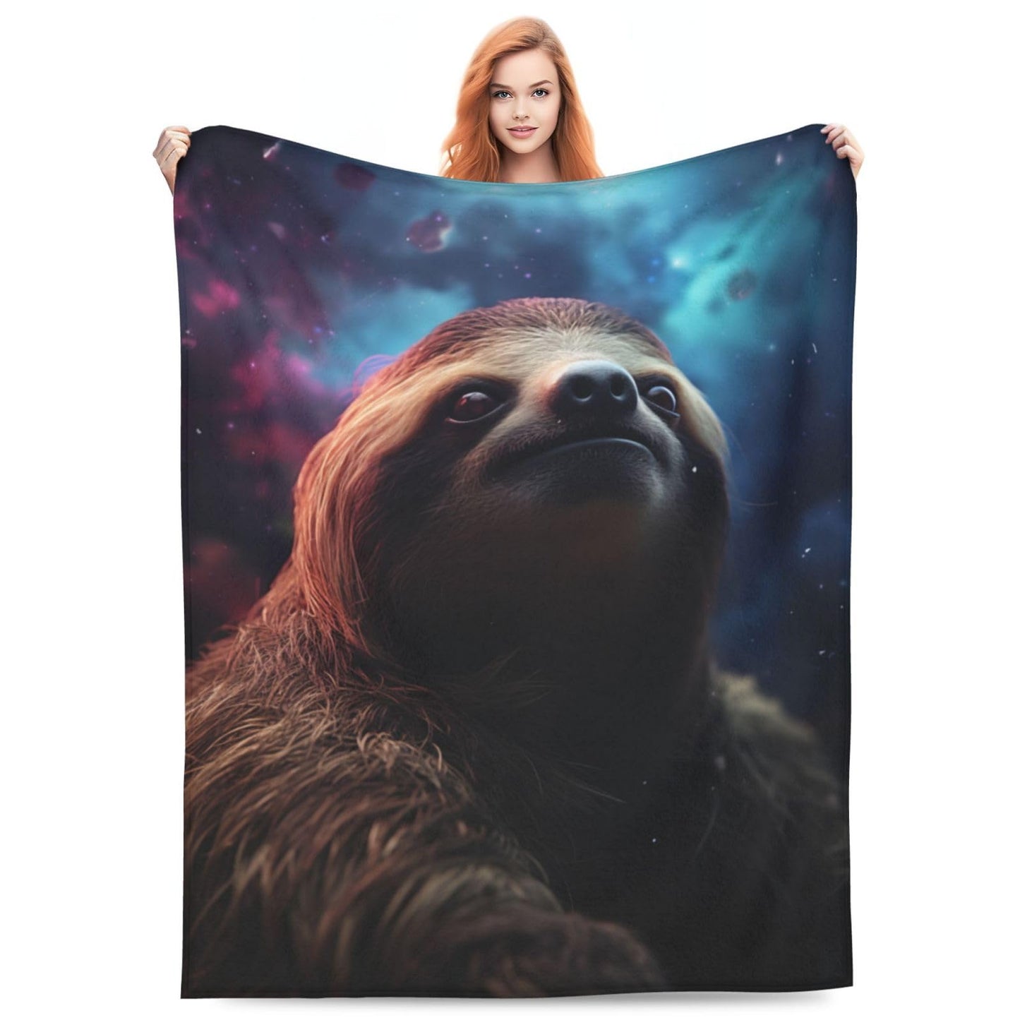 amepay Cute Galxay Sloth Blanket Gifts for Kids Adults Women Flannel Throw Blankets for Home Couch Bed Sofa Soft Fuzzy Lightweight Decor All Season 60x50 Inches