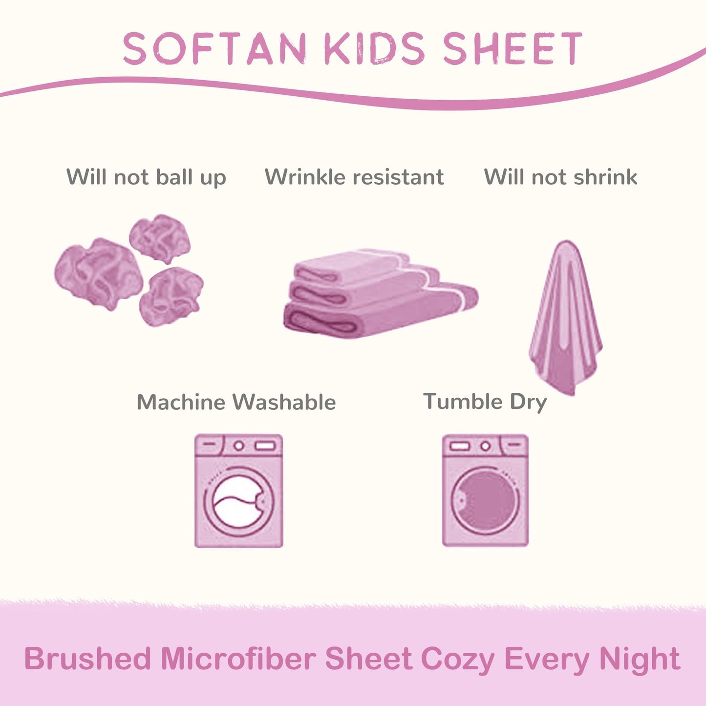 Softan Kids Bed Sheet Set, Girls Twin Size Kids Sheets, Microfiber Fitted Sheet and Pillowcase, Breathable and Silky Soft, 3 Piece Colourful Bowknot Printed Twin Bed Sheet