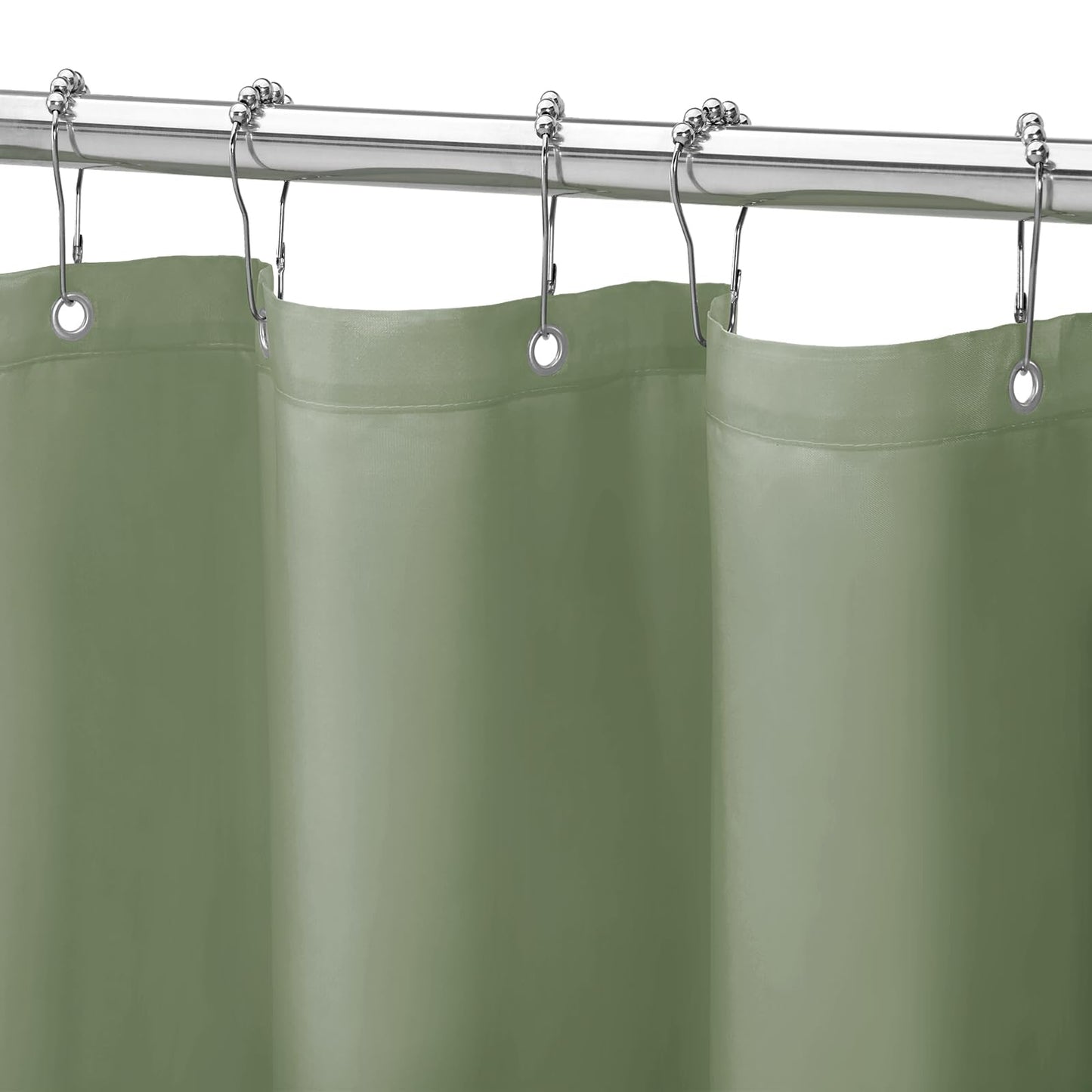 Gibelle Sage Green Fabric Shower Curtain or Liner, 72x72 Waterproof Shower Curtain Liner for Bathroom with Metal Grommets, Soft Cloth & Hotel Quality, Machine Washable