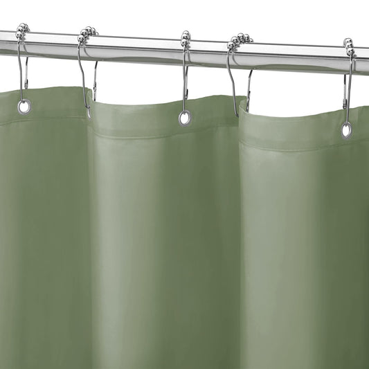 Gibelle Sage Green Fabric Shower Curtain or Liner, 72x72 Waterproof Shower Curtain Liner for Bathroom with Metal Grommets, Soft Cloth & Hotel Quality, Machine Washable