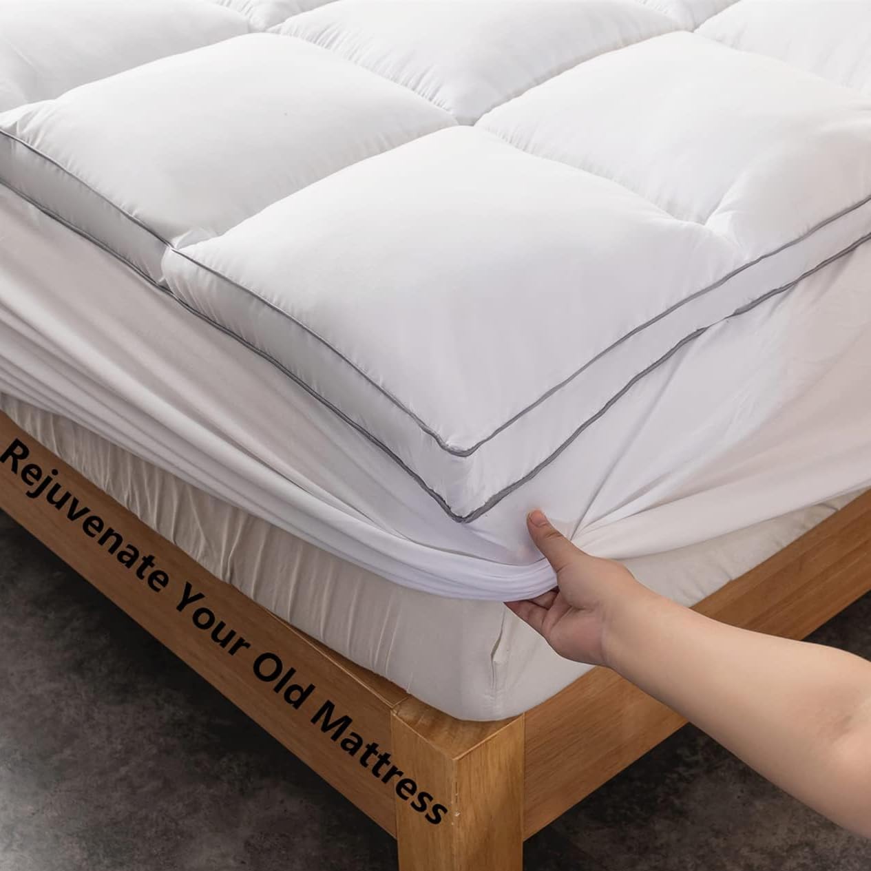 DROVAN Mattress Pad King Size - Extra Thick Mattress Cover - Pillow Top Deep Pocket with Breathable 7D Spiral Fiber Filling Cooling Mattress Topper
