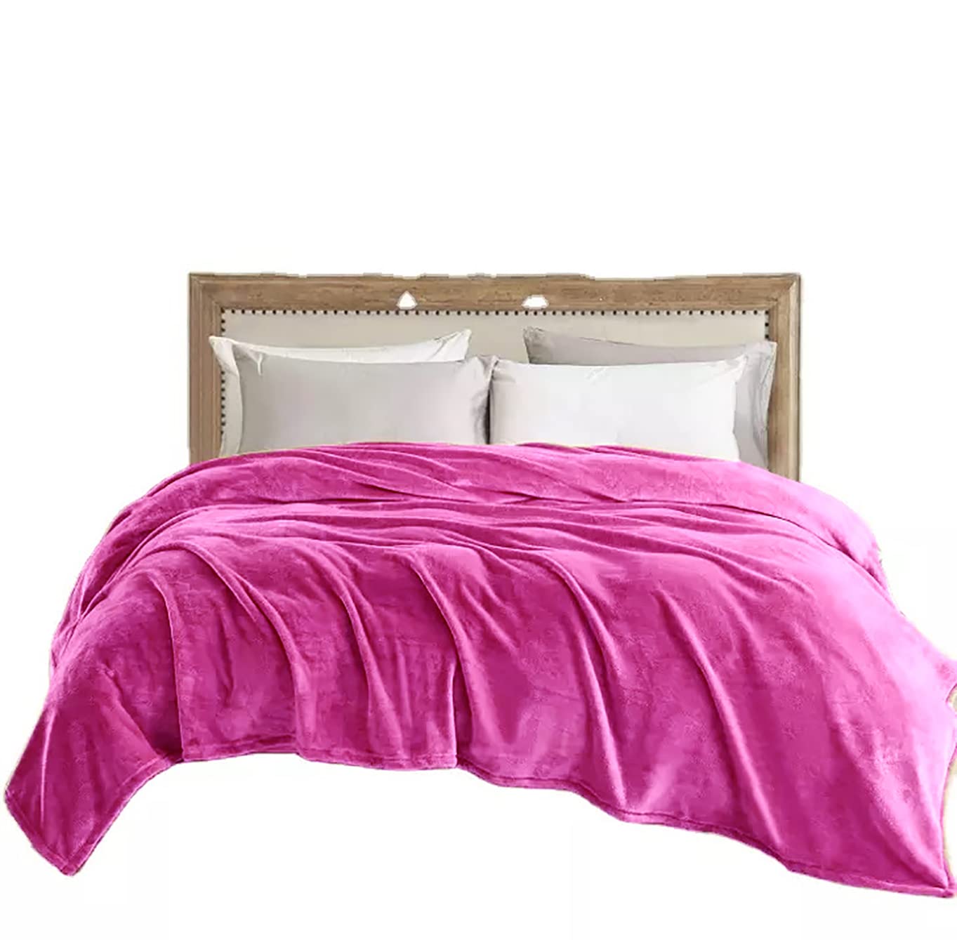 Home Must Haves Solid Hot Pink Bed Blanket Bedding Throw Fleece Super Soft Warm (Full)