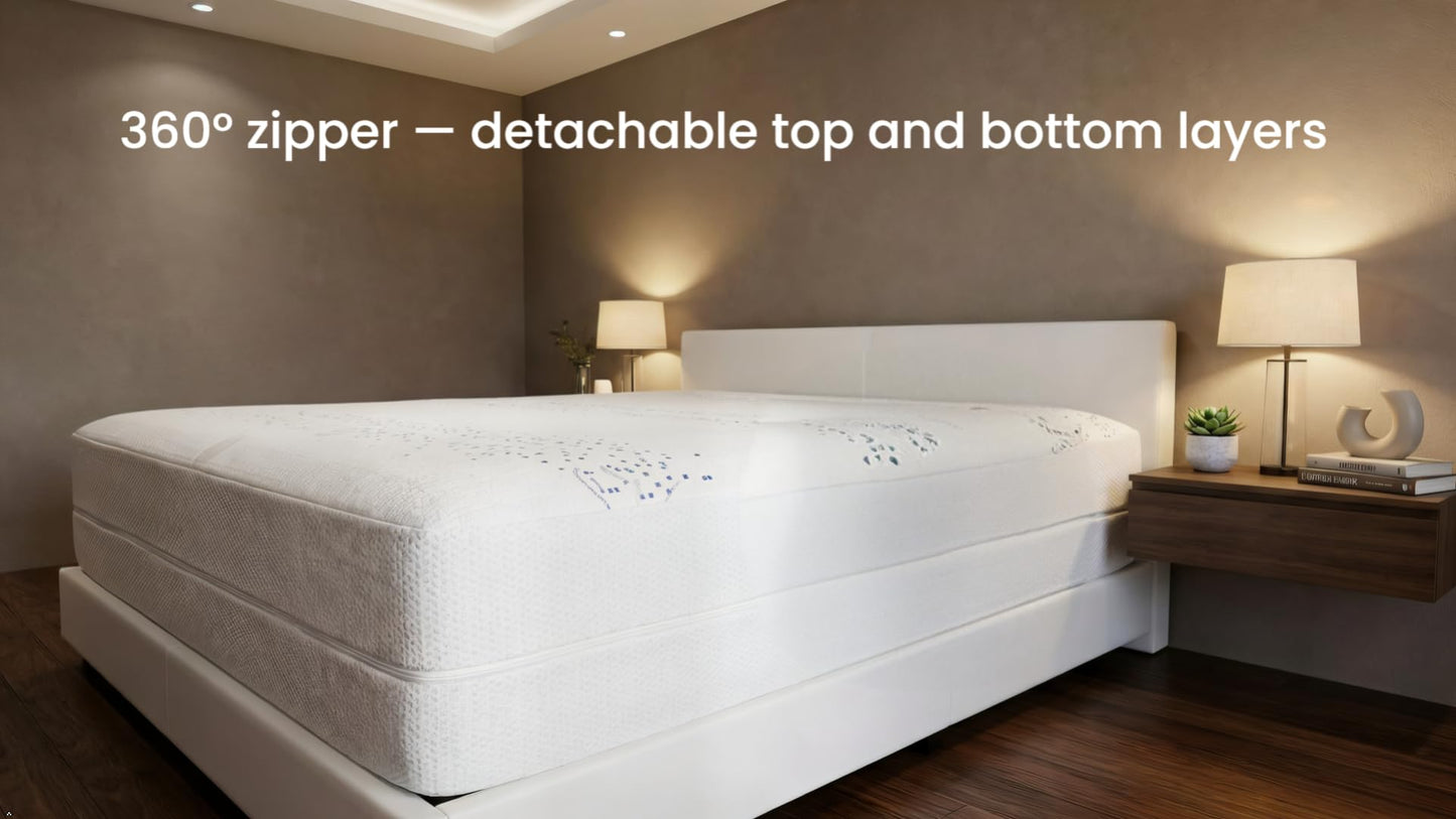 Zippered Mattress Encasement, Mattress Cover Protector, Breathable Waterproof Bed Sheet Alternative, Skin?Friendly Knit Deep Pocket Sheet Cover-ZIVZIV (Depth 14''-15'', Queen 60''x80'')