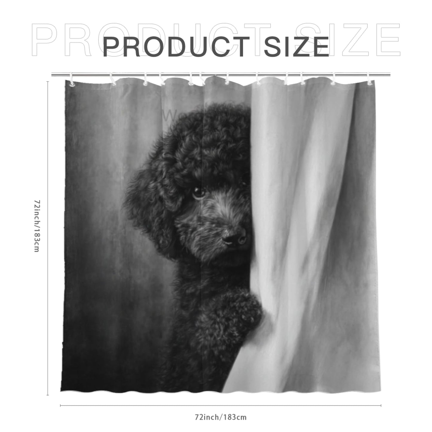 Wordatu Poodle Shower Curtain Funny are You Pooping Black and White Bath Curtain Bathroom Decor Animal Toilet Decor Water Resistant Fabric with 12 Hooks 72x72