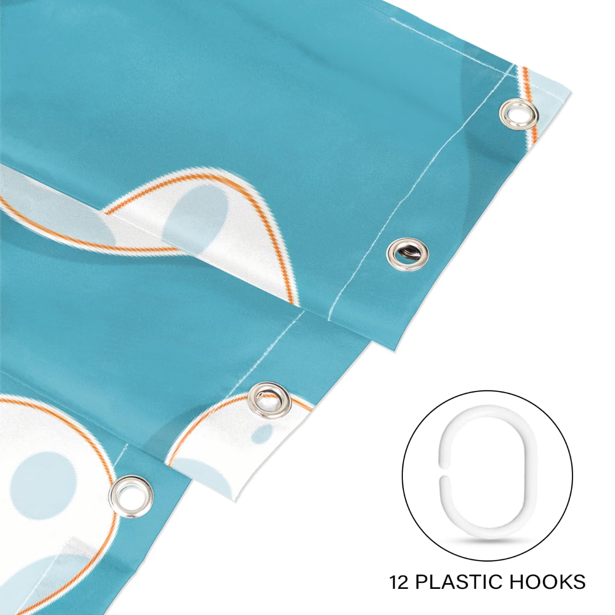 Ivolege Shower Curtain with Hooks, Fried Egg Blue Shower Curtain
