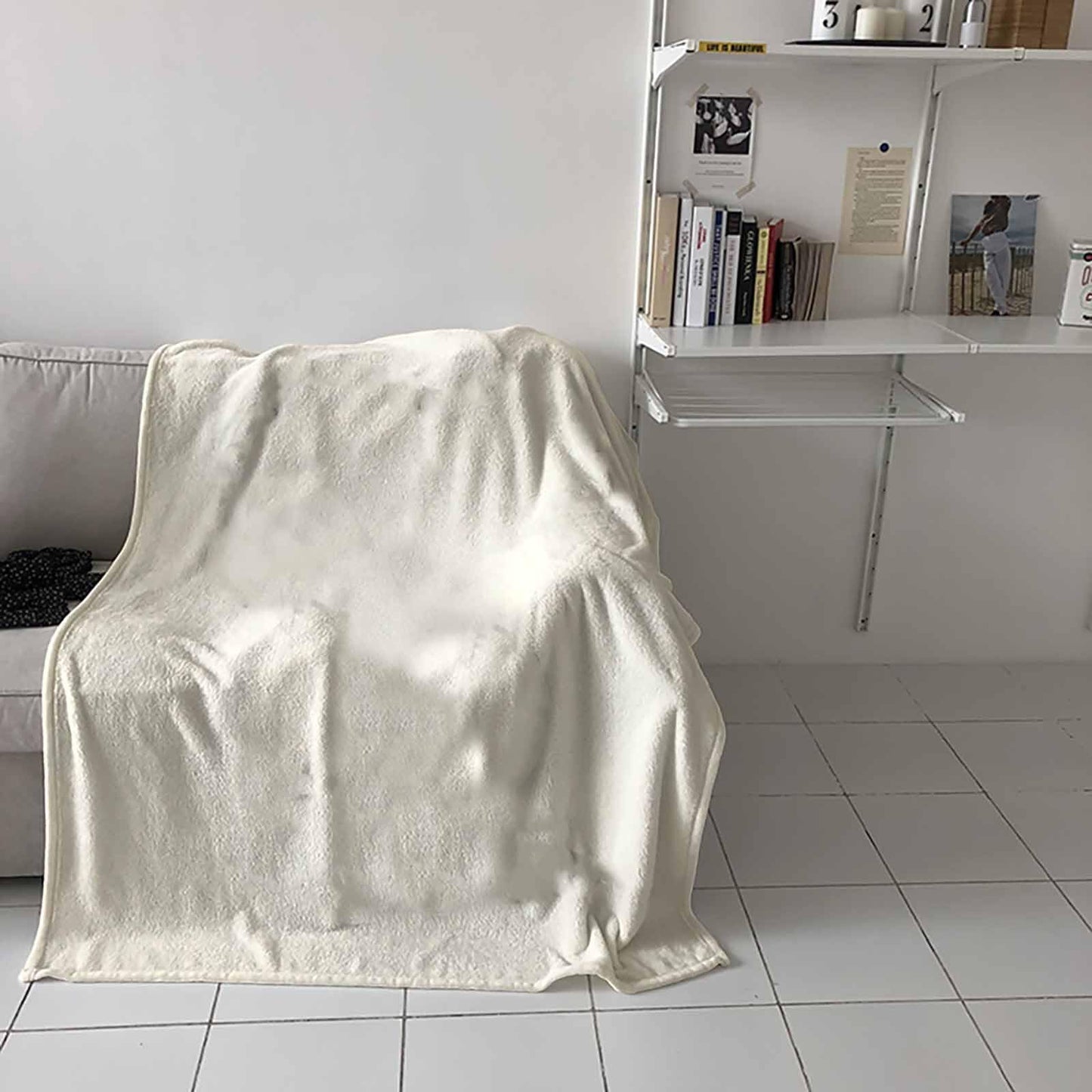 Colored Fleece Throw Blanket | Fuzzy, Soft, Warm, Cozy, Reversible Blanke Cream Colour Blanket for Bed Couch Sofa Chair 30 x 40 Inche