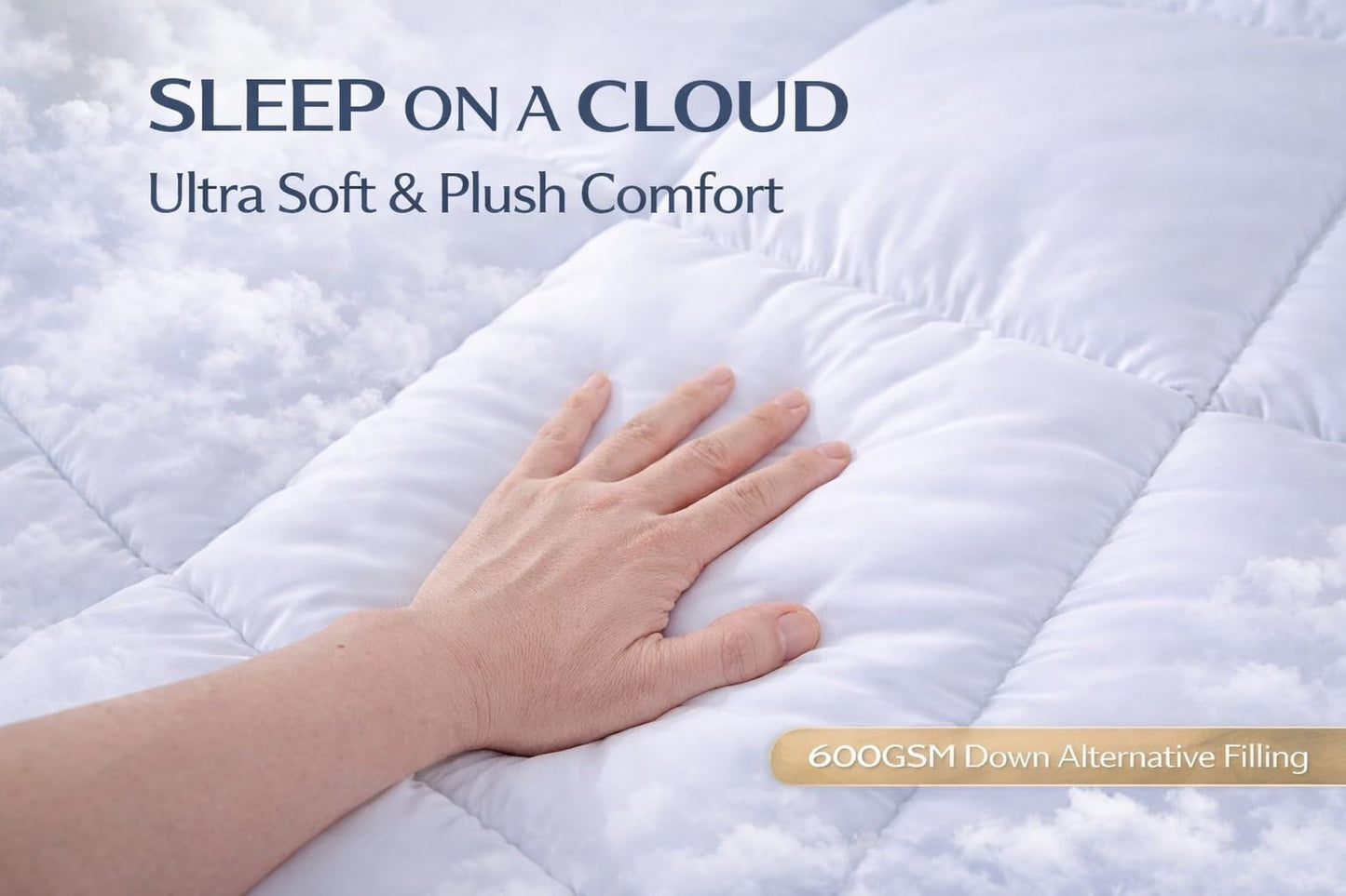 EVOLIVE Mattress Pad Cover Queen, Quilted Pillow Top Mattress Protector, Soft Microfiber Fitted Mattress Topper, Deep Pocket 8-18 Inch, Machine Washable (King 80"x78"x2" Inches, White)