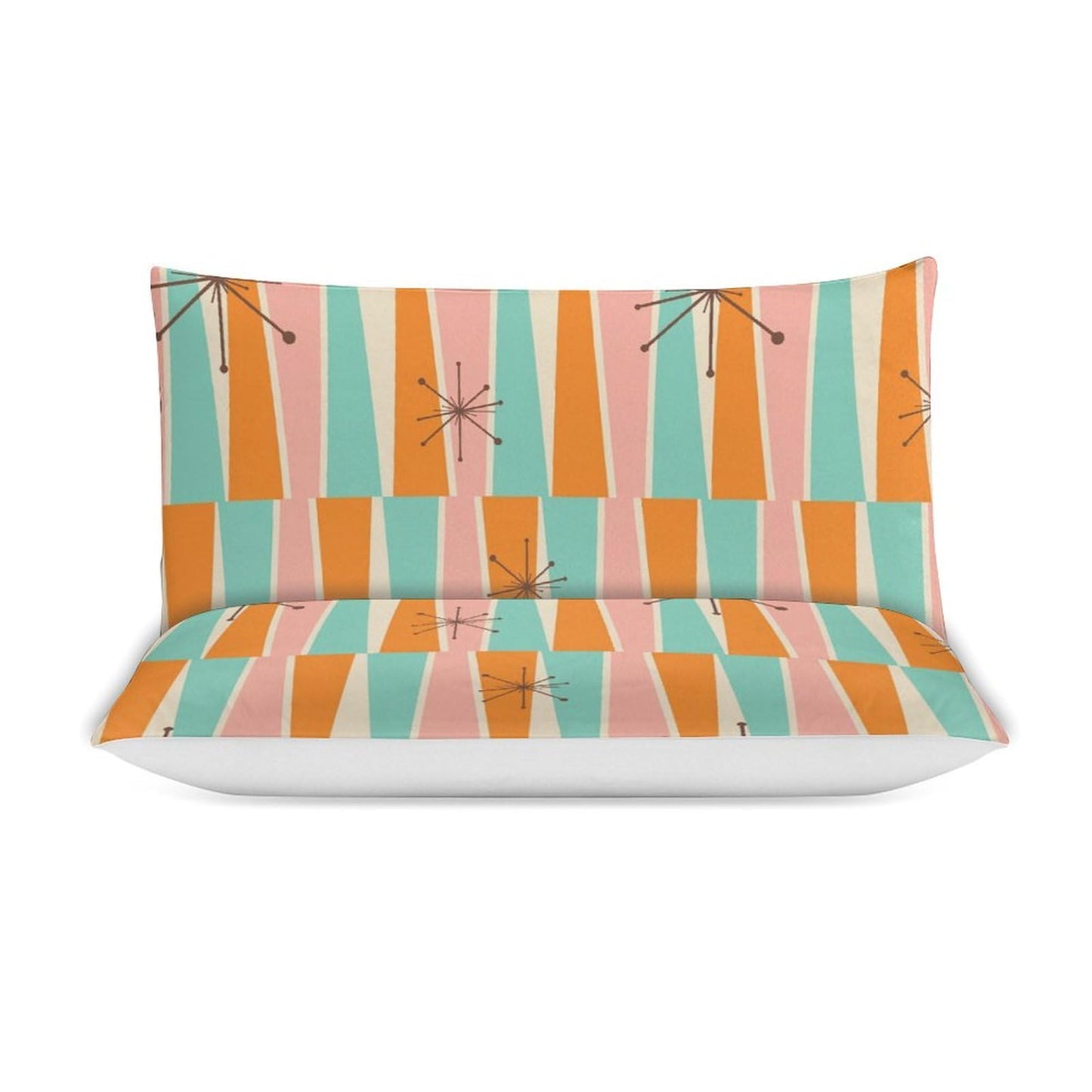 Modern Mid Century Duvet Cover Queen Retro Atomic Bedding Set, Rainbow Grid Comforter Cover Vintage Fifties 1950s Bed Set，Abstract Art Bedding 3 Piece (1 Duvet Cover 86"x70" + 2 Pillow Sham 20"x30")