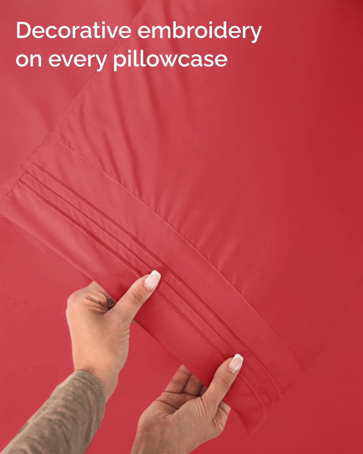 Twin Size 3 Piece Sheet Set - Comfy Breathable & Cooling Sheets - Hotel Luxury Bed Sheets for Women & Men - Deep Pockets, Easy-Fit, Extra Soft & Wrinkle Free Sheets - Red Oeko-Tex Bed Sheet Set