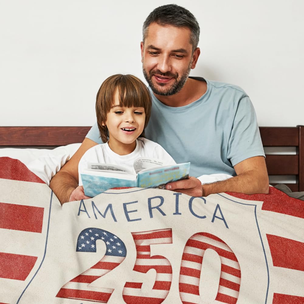 ENCYCOM Personalized Anniversary Blanket, 1776–2026 Patriotic Eagle Design Throw Blanket, Years of Freedom Commemorative Flannel Blanket, Independence Day Celebration Gift (#1)