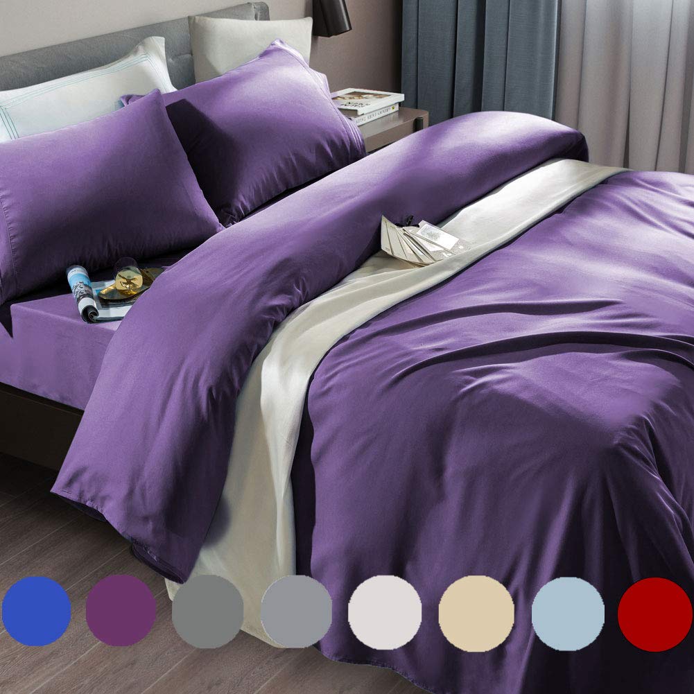 SONORO KATE Bed Sheet Set Super Soft Microfiber 1800 Series Luxury Egyptian Sheets Fit 18-24 Inch Deep Pocket Mattress Wrinkle-6 Piece (Purple, Queen)