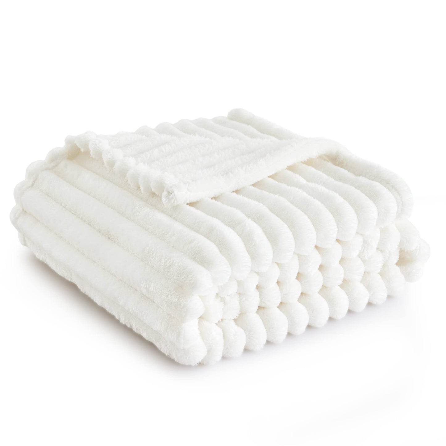 Bedsure White Fleece Throw Blanket for Couch Light Brown Fleece Blanket for Couch