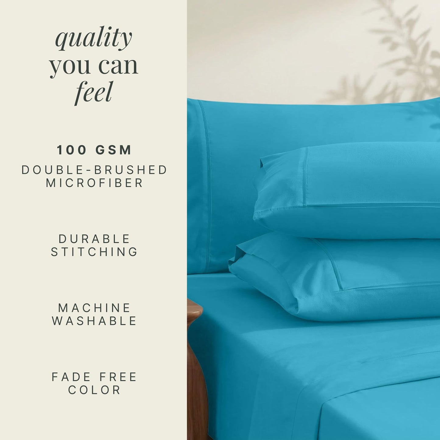 Hearth & Harbor Extra Deep Pocket Queen Sheets Sets - Fits Mattress 18-24 Inches Deep - Extra Deep Pocket Sheets - 6 Piece Queen Size - Beach Blue