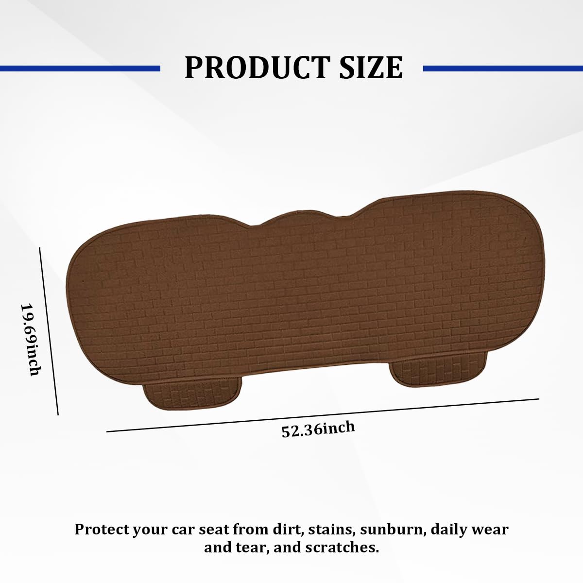 FALVFUN Car Back Seat Cover, Breathable Linen Anti-Slip Vehicle Rear Split Bench Protector with Side Pocket, Auto Backseat Bottom Protection Cushion, Universal for Truck SUV Van (Coffee)