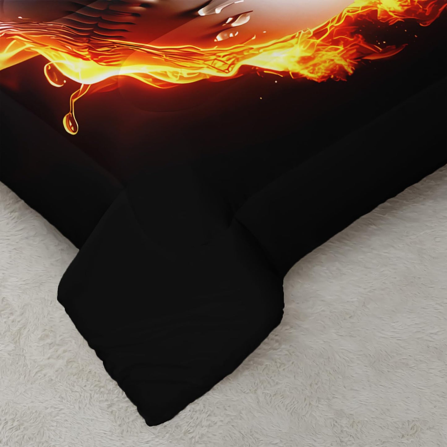 QOOMO 3Pcs Baseball Comforter Set Twin,Fire and Water Bedding Set for Teens Boys Girls,Sports Printed Comforter with 2 Pillowcases,Down Alternative,Soft and Lightweight
