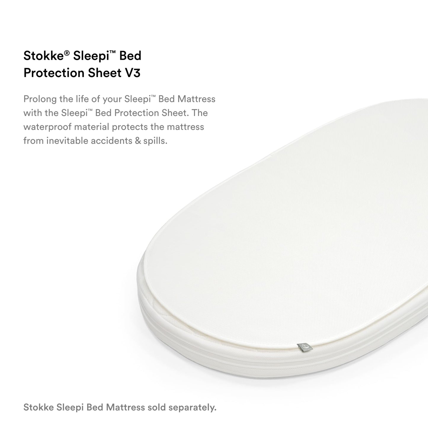 Stokke Sleepi Protection Sheet V3, White - Compatible with Sleepi Bed Mattress V3 - Protects Against Accidents & Spills - Machine Washable