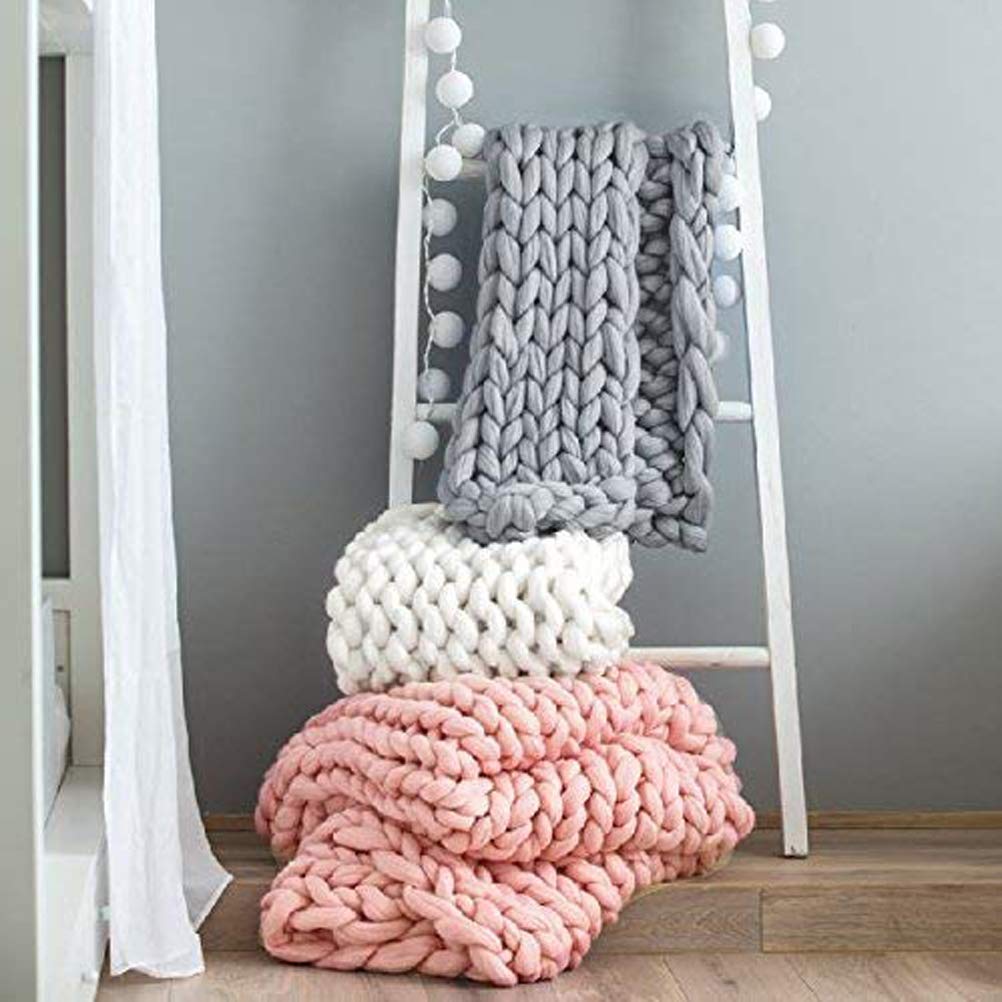 Mrisata Hand Knit Weighted Blanket for Adults, Chunky Knit Blanket, Sustainable, Breathable, Knitted Weighted Blanket, Hand Made Chunky Knit Weighted Throw Blanket for Sleep, Stress, 50 * 50cm (A)