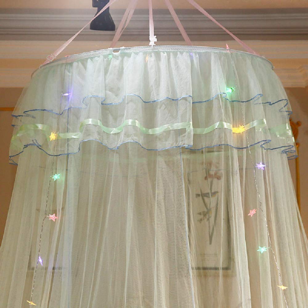 Jolitac Bed Canopy Lace Mosquito Net for Girls Beds, Unique Princess Play Tent Mesh Canopies Large Lace Dome Curtain Drapes Home & Travel (Green)