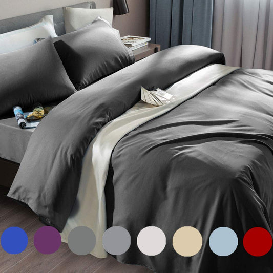SONORO KATE Bed Sheet Set Super Soft Microfiber 1800 Series Luxury Egyptian Sheets Fit 18-24 Inch Deep Pocket Mattress Wrinkle-6 Piece (Dark Grey, Queen)