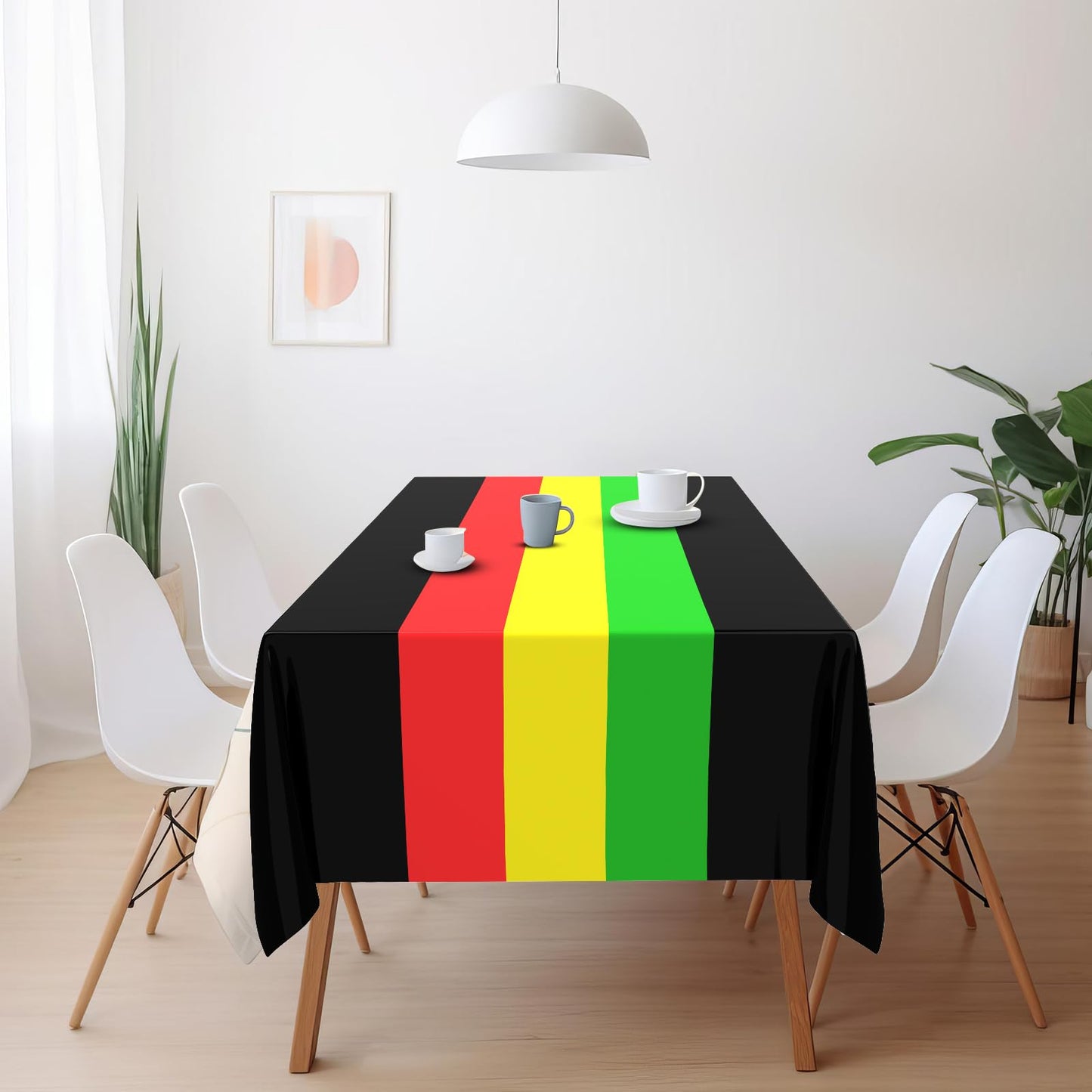 Oudain 6 Pcs Africa Flag Tablecloth Rectangle Plastic Tablecloth Disposable Table Cloths for Country Flag Table Cover for Family Kitchen Dining Decoration, 54 x 108 in(Black 1)