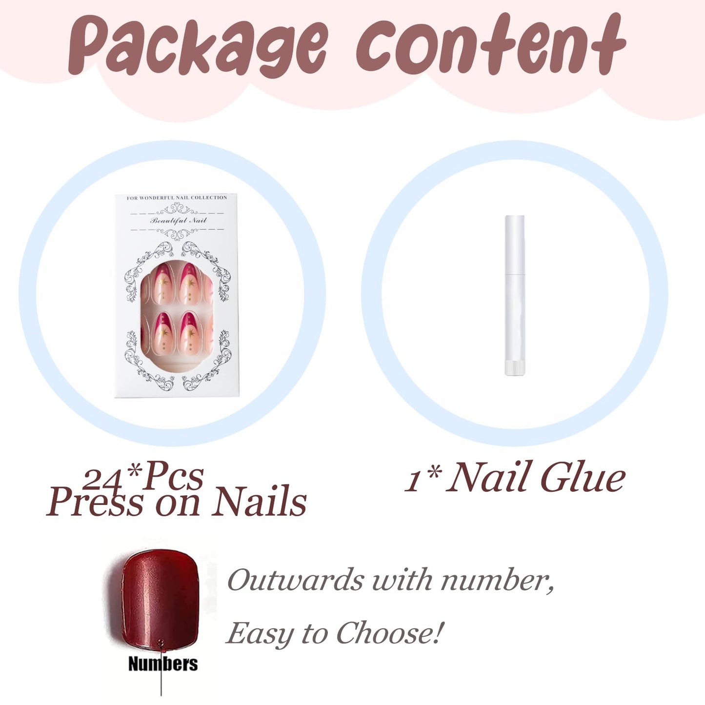 BABALAL Purple Press on False Nails Medium Almond Fake Nails Ombre Glue on Acrylic Nails French Tip Y2k Star Design Supplies 24Pcs Full Cover for Women Girls