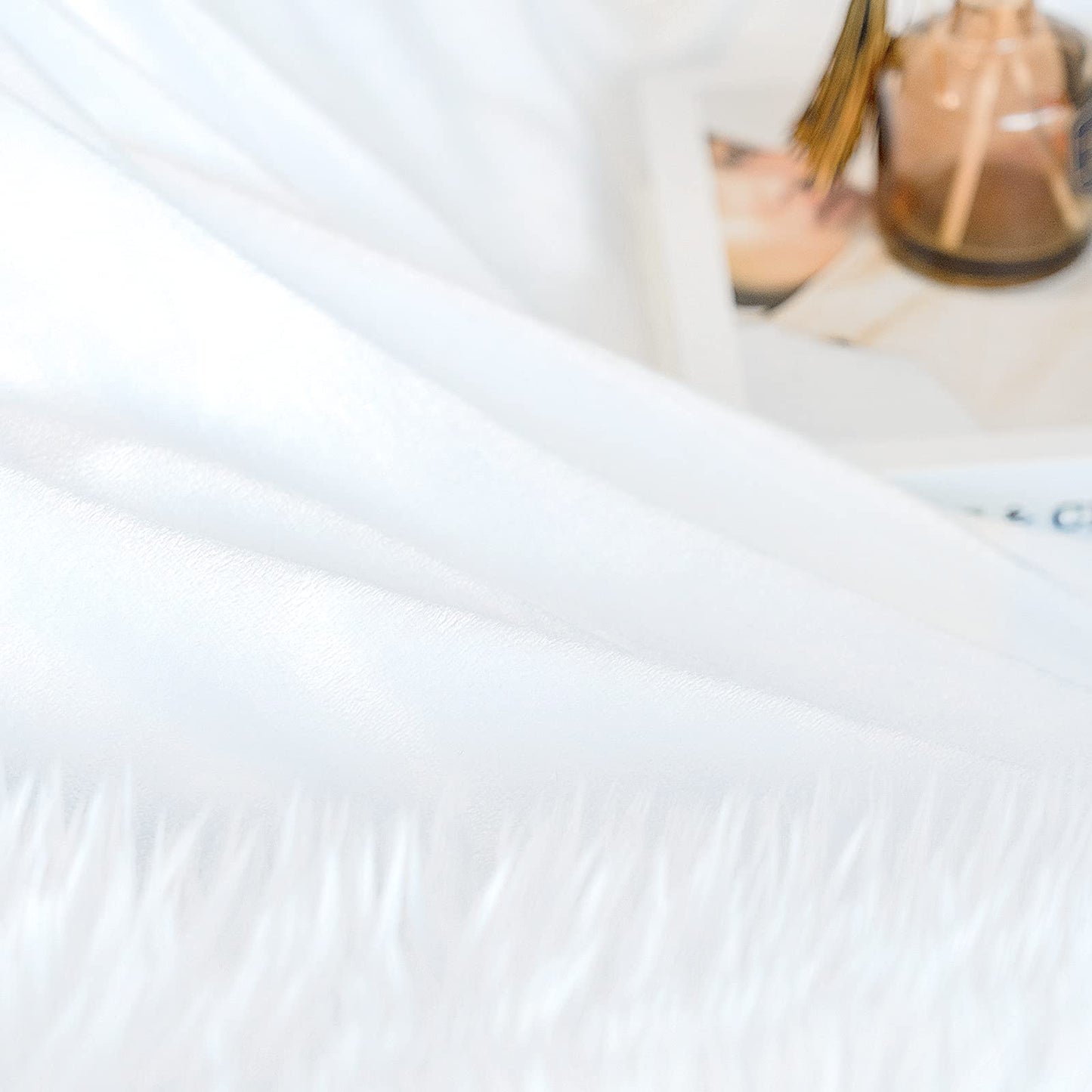 JONIYEAR Extra 2.8" Long Hair Fluffy Faux Fur Throw Blanket 50" x 60", Luxury Soft Decorative Fuzzy Furry Blankets for Couch, Cozy Plush Shaggy Blankets for Sofa Bed,Cute Lovely Blanket for Pet, White