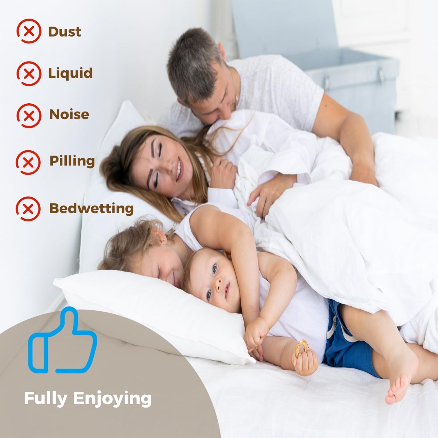 Queen Zippered Mattress Protector,Absorbent Six-Sided Mattress Cover Queen Size Bed, 12-15 Inch Noiseless Washable Mattress Encasement, Sleep Defense System, Hypoallergenic & Soft
