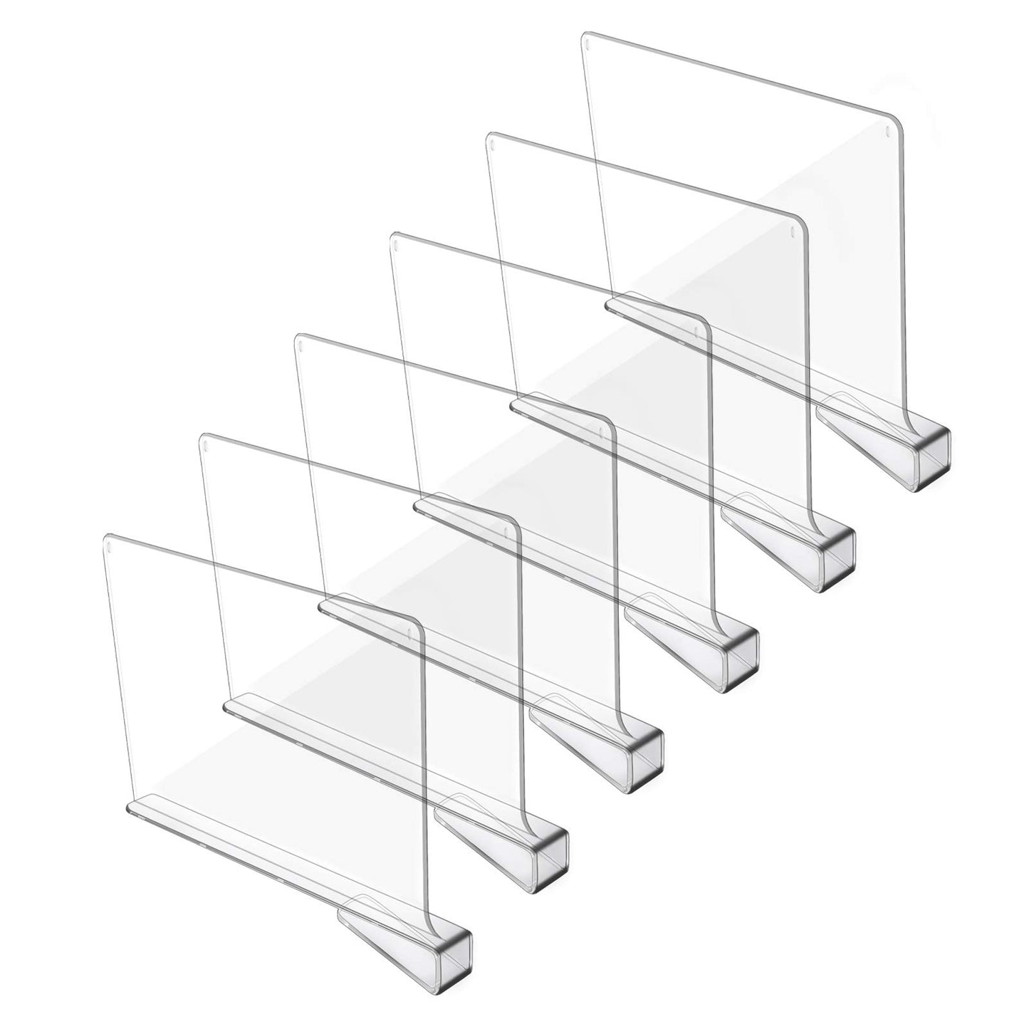 Hmdivor Acrylic Shelf Dividers for Closet Organization, Closet Shelf Organizer Closet Separator for Wood Shelves Clear Shelf Dividers for Closets (6 Pack)