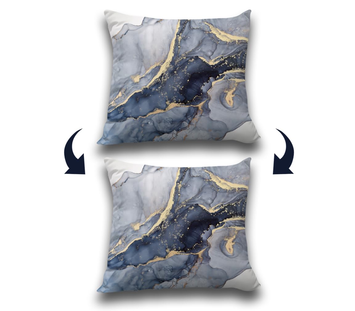 OGILRE Blue and Gold Pillow Covers, Modern Abstract Marble Texture Blue Gold Print Art Home Bedroom Decorations Soft Throw Pillow Cover, 16x16 Pillow Cover Set of 4,Couch Decorative Pillow Cases