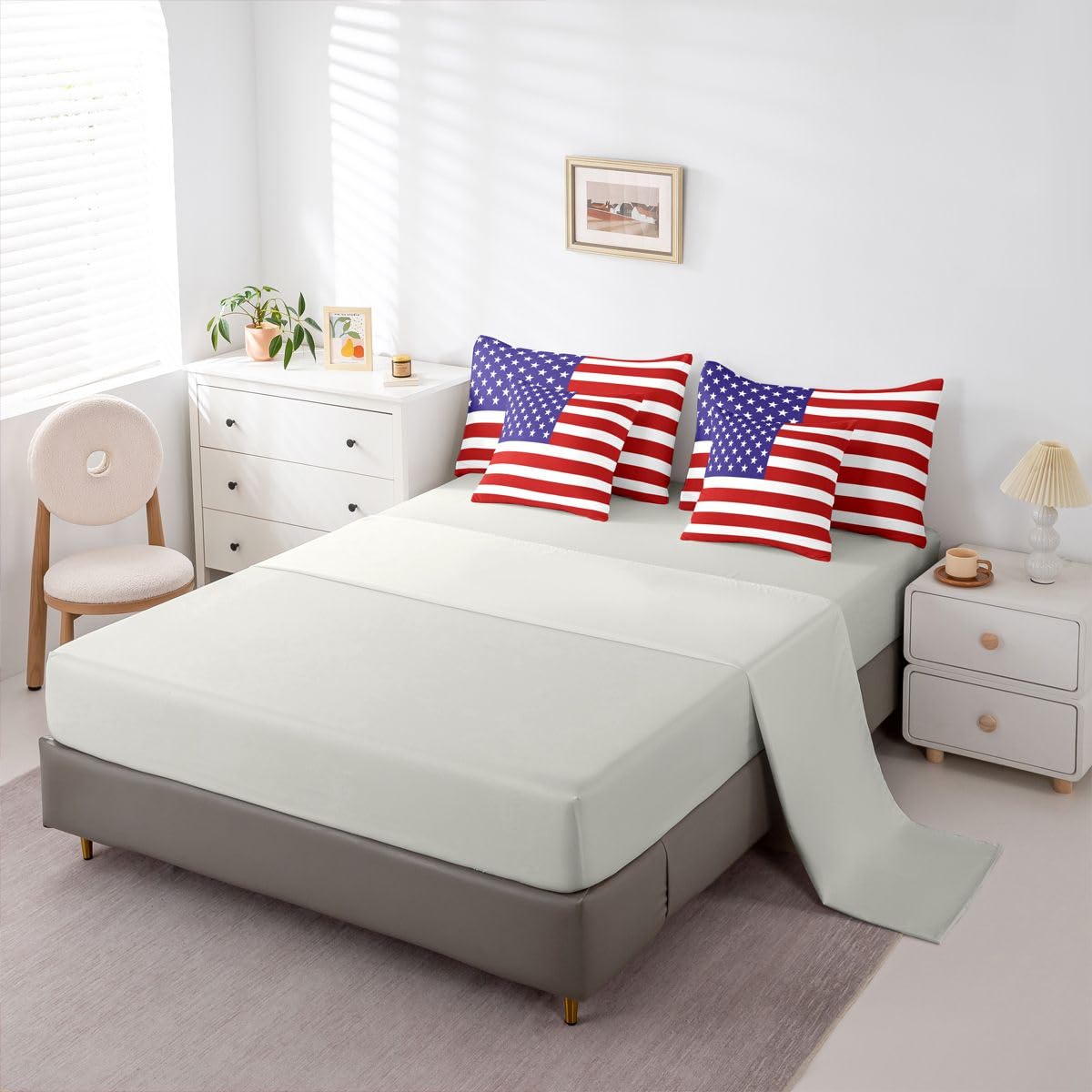 Feelyou American Flag Comforter Set with Sheets 7 Piece King Size World Countries Bed in a Bag Kids Boys Girls International Flag Bedding Set Bedroom Decor Breathable Soft Lightweight Microfiber