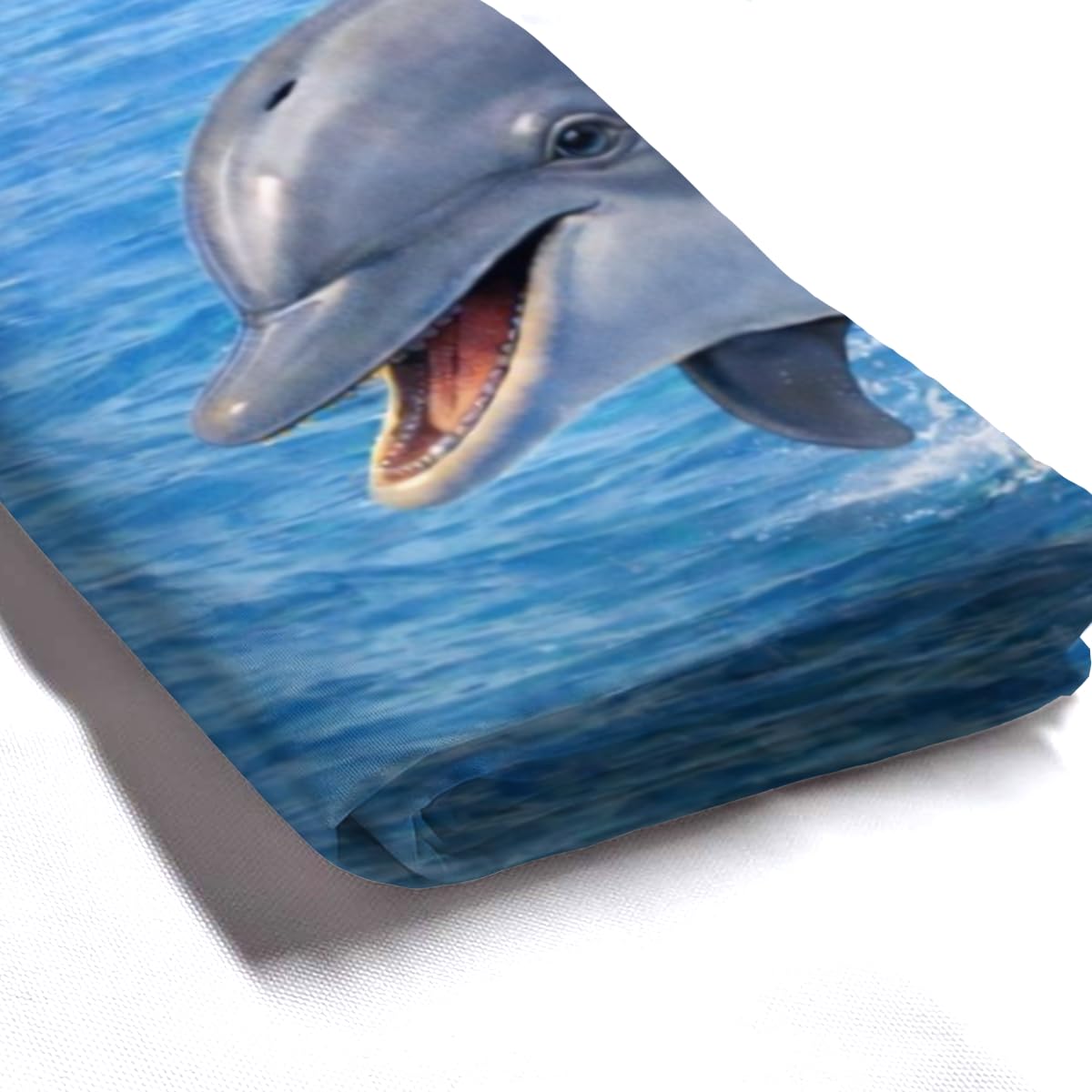InkRain Ocean Great Pyrenees Shower Curtain with 12 Hooks Cute Puppy Riding Dolphin Bathroom Decor Waterproof Polyester Fabric Coastal Beach Bath Curtain 72x80 Inch