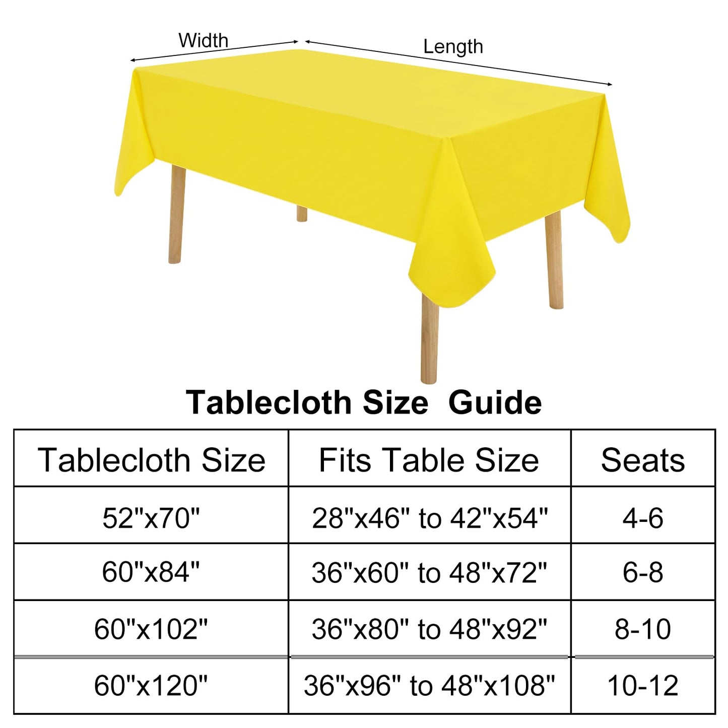homing Rectangle Vinyl Tablecloth, Waterproof Spillproof Plastic Flannel Backed Table Cloth, Wipe Clean Table Cover for Dining, Buffet Parties and Camping (Yellow, 60" x 102")