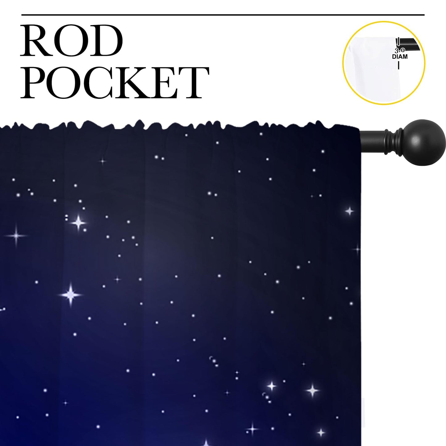 PYMATYTN City Rod Pocket Blackout Curtains for Boy Girl Bedroom, New York Skyline Modern City Starry Sky Night View Thermal Insulated Home Window Drapes for Living Room Darkening, 42x45 inch