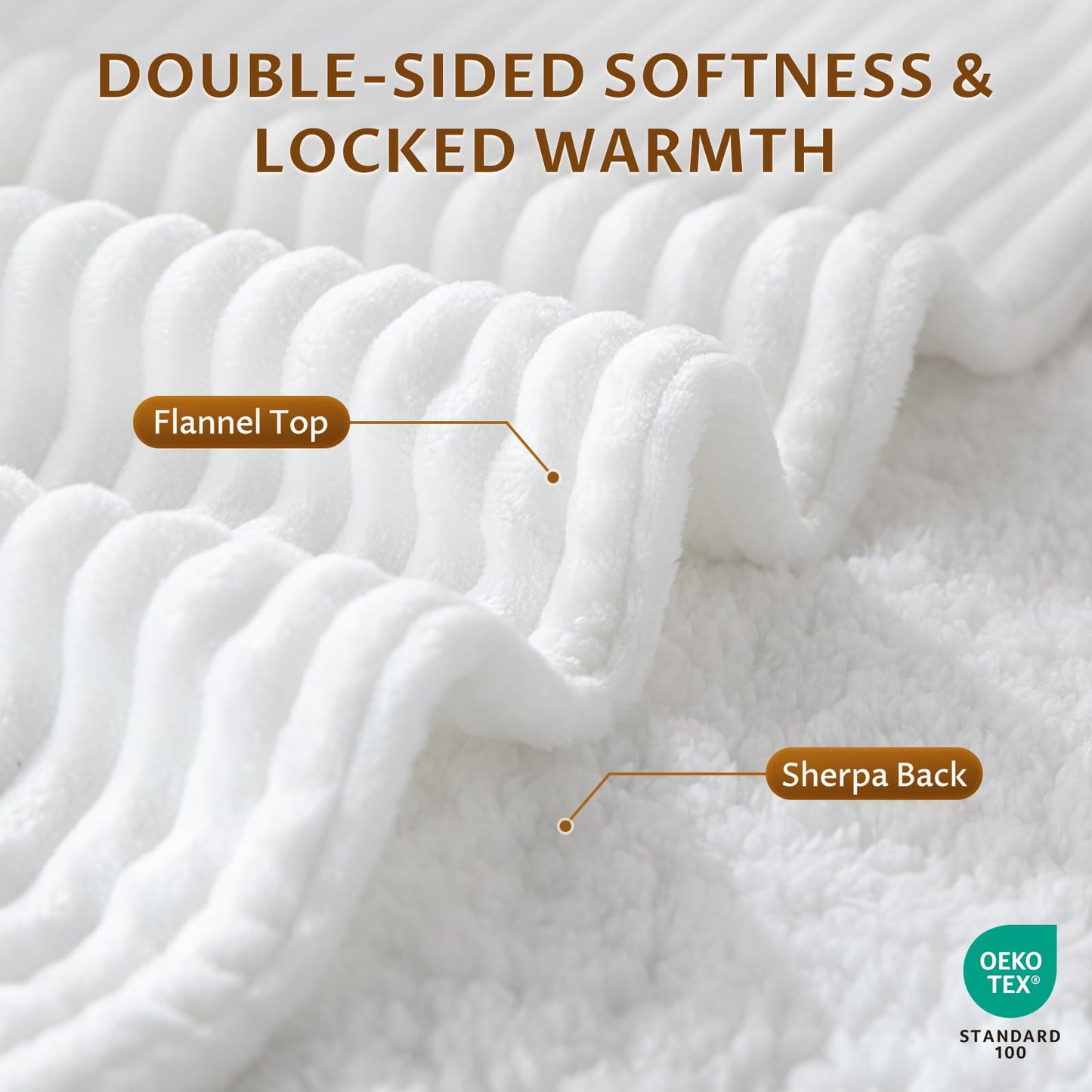 Reaks Electric Heated Throw Blanket, Silky Soft Flannel & Sherpa Heating Blanket Throw with 5 Heat Levels & 3 Hours Auto Off, Warm Gifts for Women Mom Grandma, ETL Certified (50x60 inches, White)