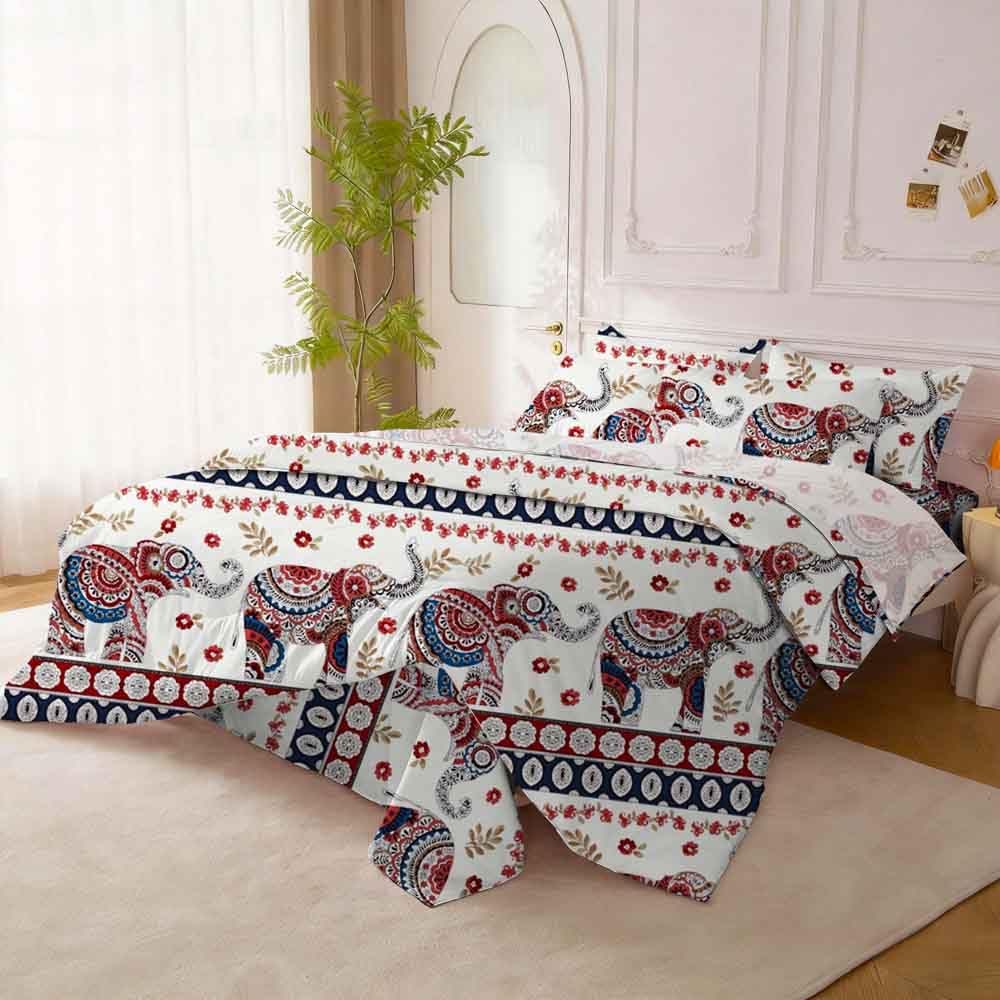 SDY 7Piece Elephant Twin Bedding Set,Elephant Bed Set Bed in A Bag for Man Woman Adult, with Comforter, Flat Sheet, Fitted Sheet and Pillowcases & Shams