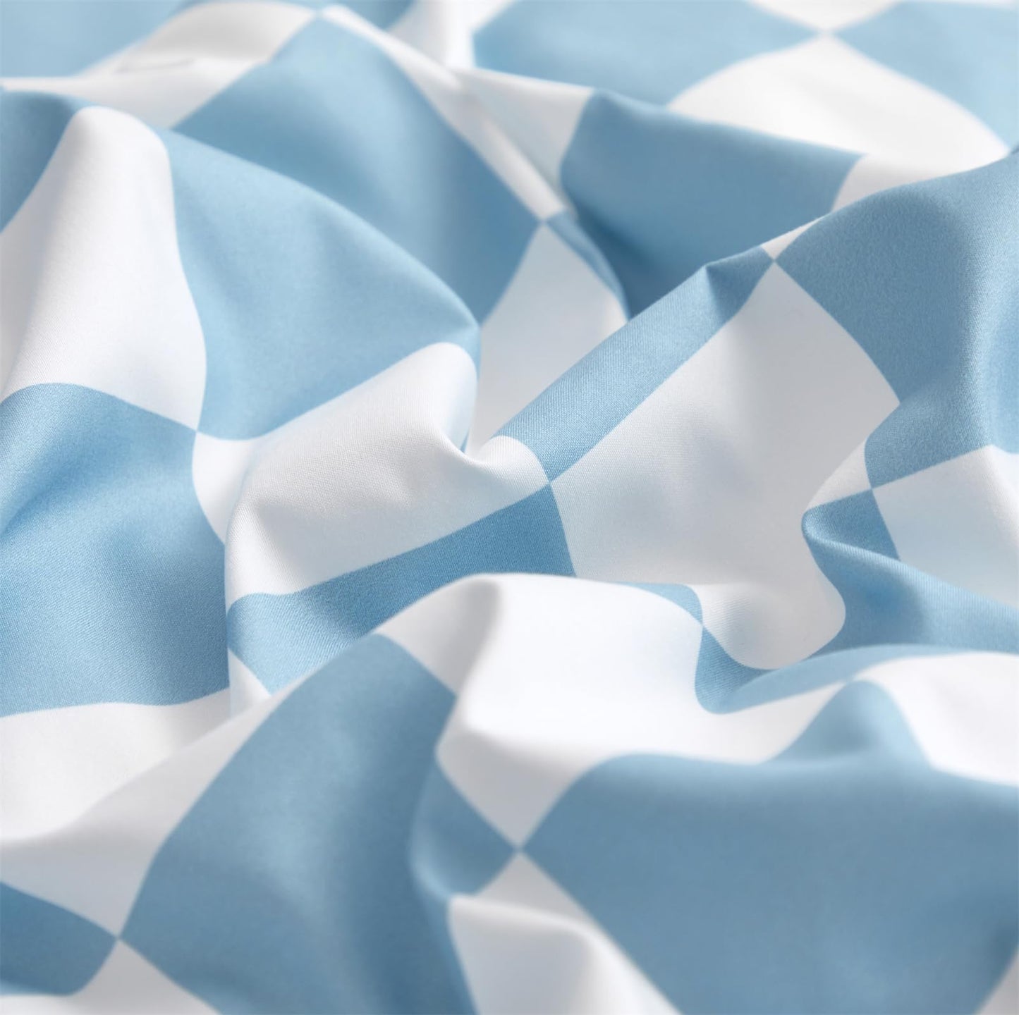 KAREVER Blue White Grid Comforter Set Full Blue Plaid Bedding Set Girls Blue White Checkered Bed Blanket Set Kids Durable Breathable Bedding Comforter Set