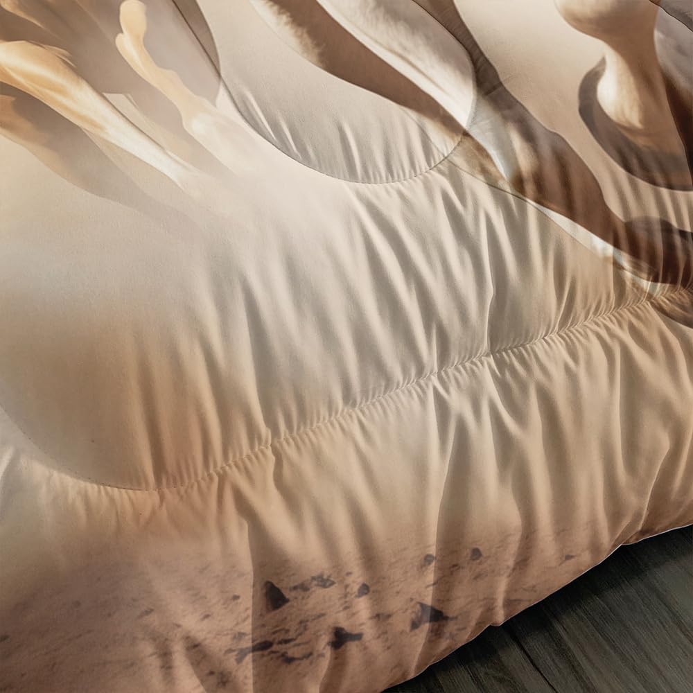 XYNHML Kid Galloping Horse Comforter Set Twin Animal Theme Handsome Horse Bedding Set Wild Animal Grey Sky Sand Decor Quilt Bed Set for Boys Girls Adult, 1 Comforter + 2 Pillowcases
