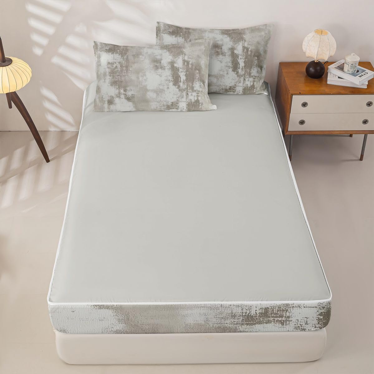 jejeloiu Abstract Zipper Bedding Twin Brown Zipper Bedding Sets for Kids Boys Girls Modern Art Comforter Set with Fitted Sheet and 2 Pillowcases Bedroom Decor