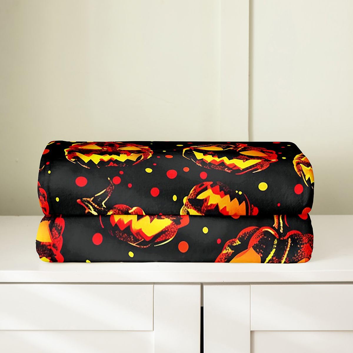 Feelyou Spooky Pumpkin Flannel Blanket Plush Fuzzy Halloween Themed Fleece Throw Blanket for Boys Girls Trick or Treat Plush Lightweight Sofa Throw Graveyard 40"x50" for Bed Couch Chair Living Room